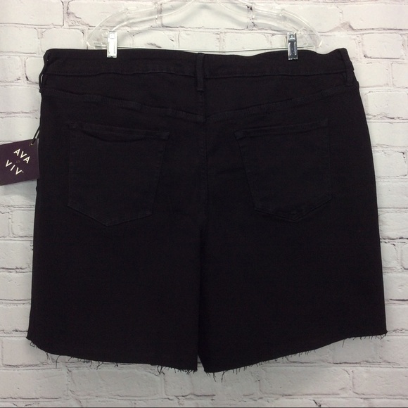 Ava & Viv Jean Shorts Women’s Plus Sz 22W Blk High Rise Cutoff Distressed Ripped - Picture 8 of 9